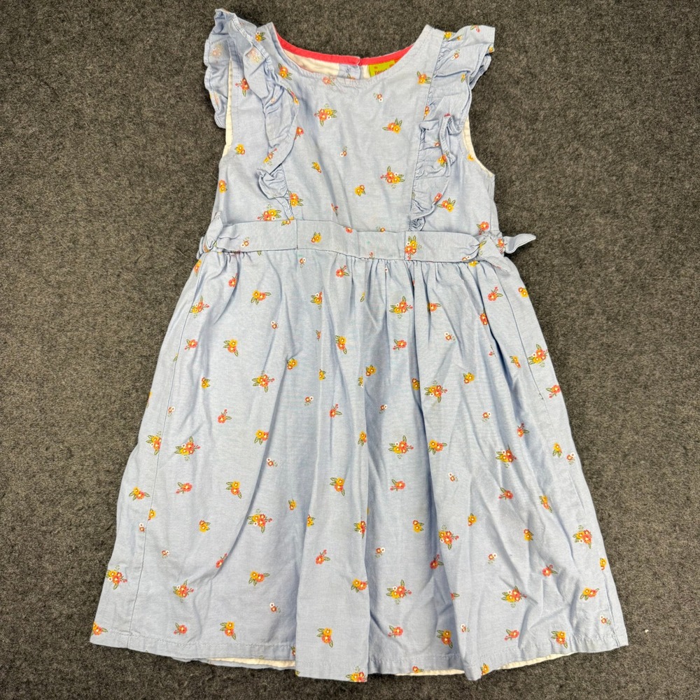 Penelope Mack Girls Dress Size 6X Blue Floral Ruffle Sleeveless Casual Cute